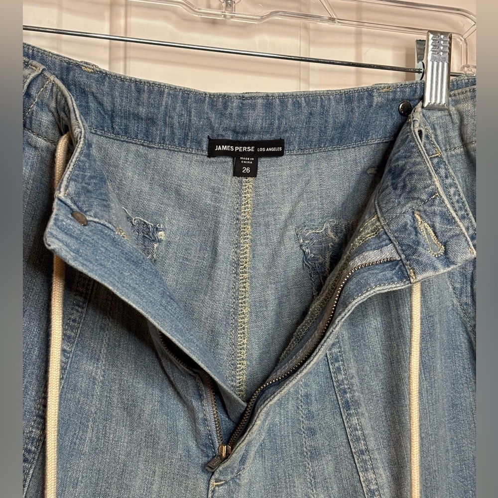 EUC James Perse Womens Light Blue Drawstring Denim Utility Pant size 26 - Picture 5 of 10